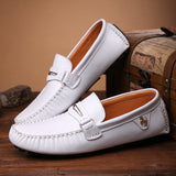 Solid Color Peas Shoes Men Casual Leather Shoes - WOMONA.COM