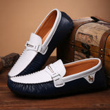 Solid Color Peas Shoes Men Casual Leather Shoes - WOMONA.COM