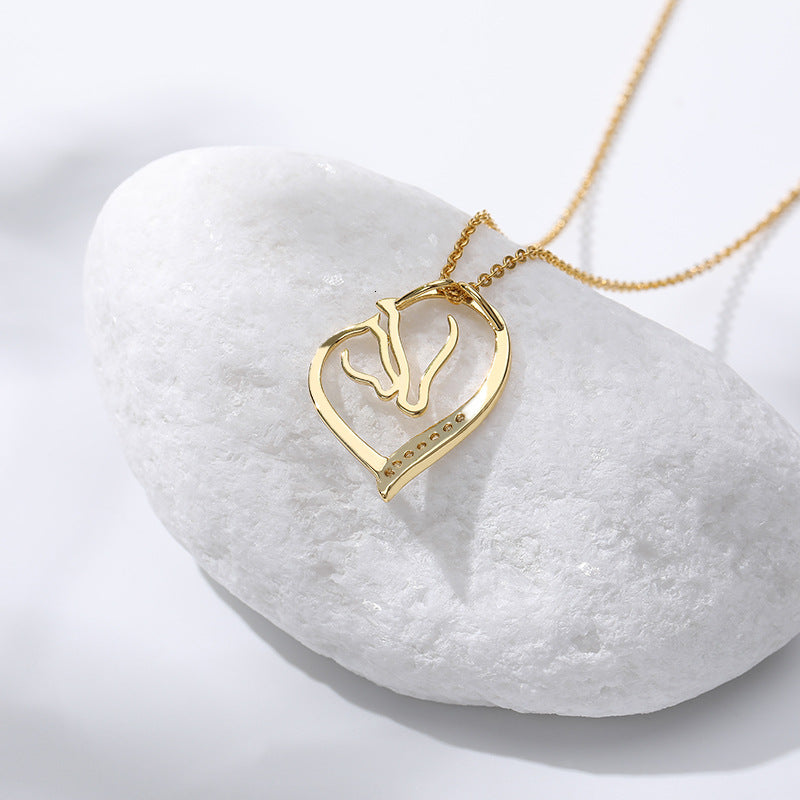 Zircon Classic Love Heart Pendant Necklace - WOMONA.COM