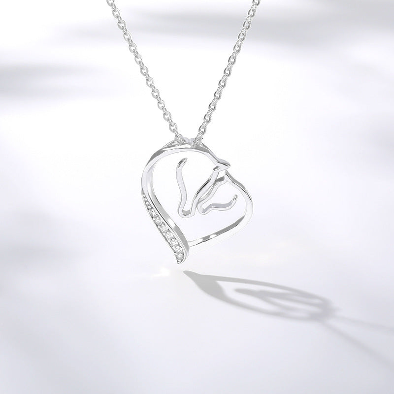 Zircon Classic Love Heart Pendant Necklace - WOMONA.COM