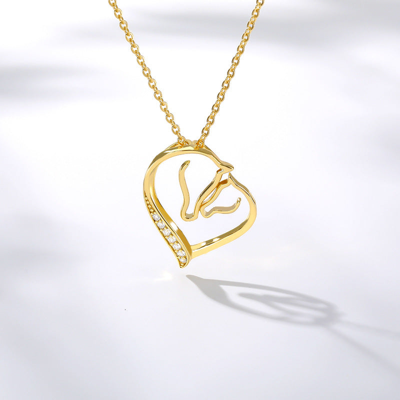 Zircon Classic Love Heart Pendant Necklace - WOMONA.COM