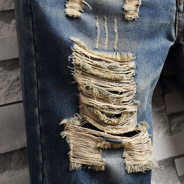 Trend big hole jeans short pants men\'s summer - WOMONA.COM