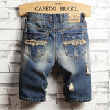 Trend big hole jeans short pants men\'s summer - WOMONA.COM