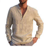 Cotton And Linen Long Sleeved Men's - WOMONA.COM