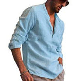 Cotton And Linen Long Sleeved Men's - WOMONA.COM