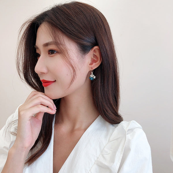 Dangler S925 Silver Needle Earings Women - WOMONA.COM