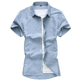 Men Short Sleeve Cotton Flower Shirt Mens - WOMONA.COM