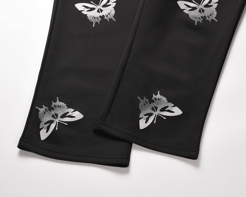 Reflective Butterfly Print Trousers Ins Casual Men And Women - WOMONA.COM