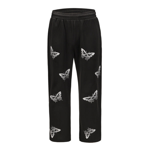 Reflective Butterfly Print Trousers Ins Casual Men And Women - WOMONA.COM