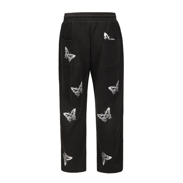 Reflective Butterfly Print Trousers Ins Casual Men And Women - WOMONA.COM