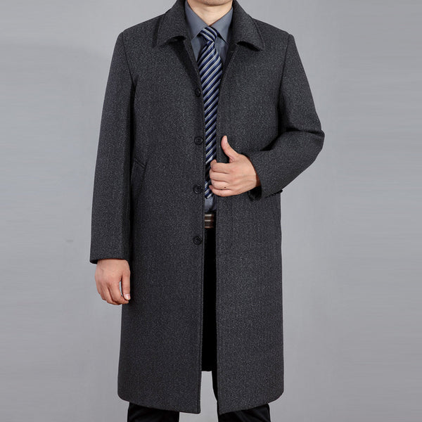 Elderly Long Over The Knee Woolen Coat