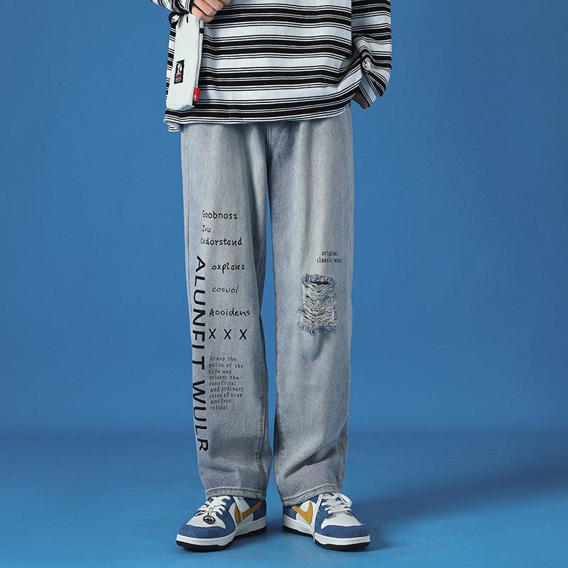 Spring Casual Jeans Men Washed Loose - WOMONA.COM