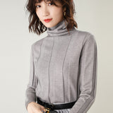 Solid Color Turtleneck Pullover Sweater - WOMONA.COM