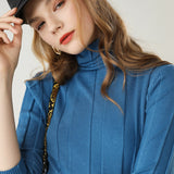 Solid Color Turtleneck Pullover Sweater - WOMONA.COM