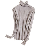 Solid Color Turtleneck Pullover Sweater - WOMONA.COM