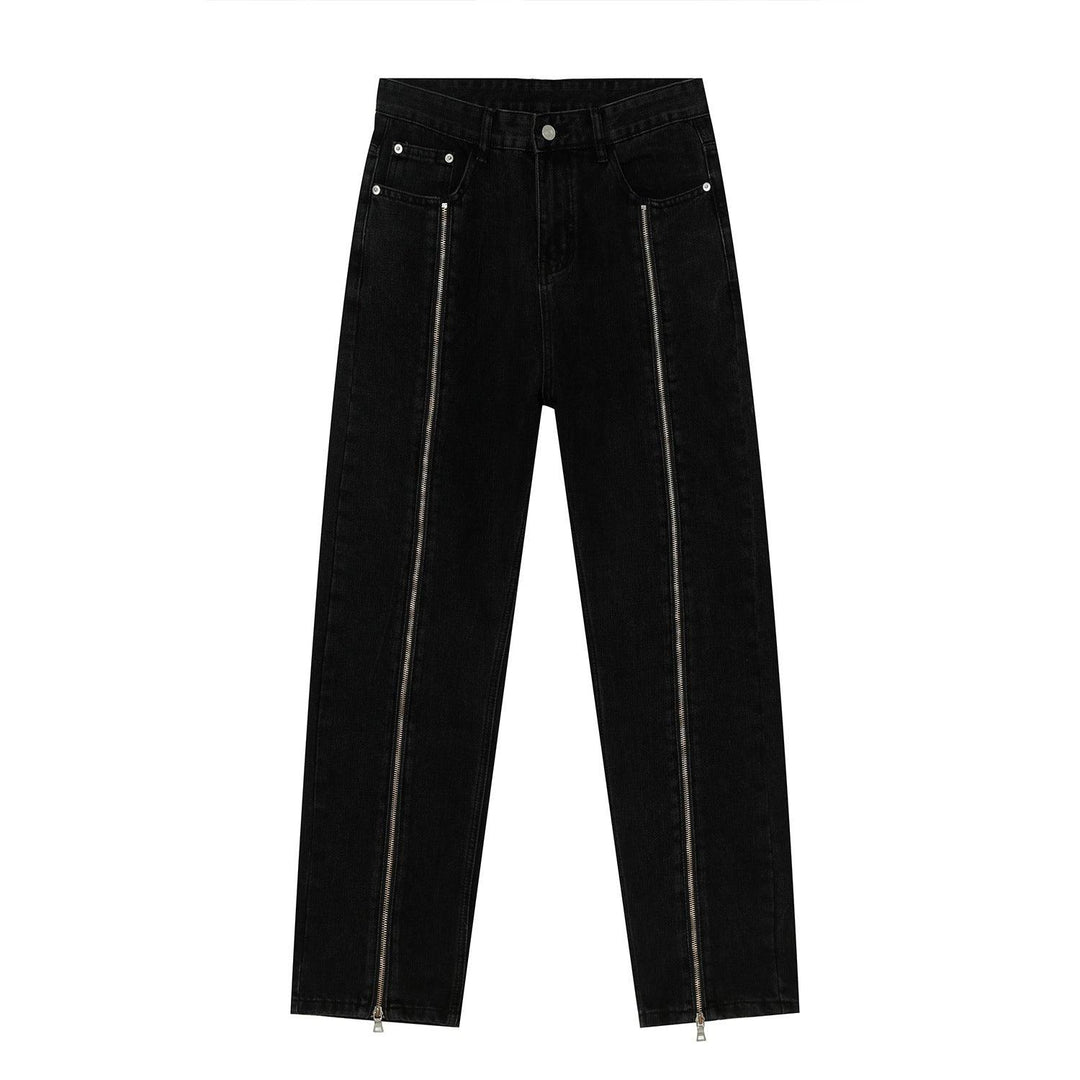 Men's Korean-Style Zip Straight Jeans