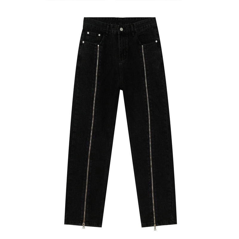 Korean Style Straight Zipper Design Jeans Men - WOMONA.COM