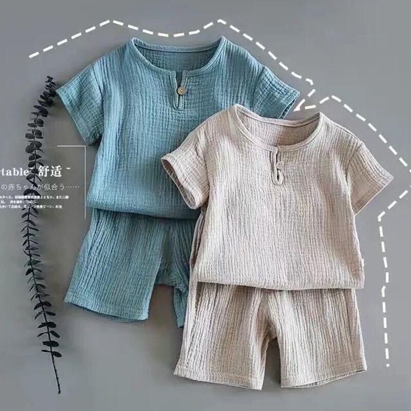 Boy And Girl Baby Short-sleeved Summer Suit - WOMONA.COM