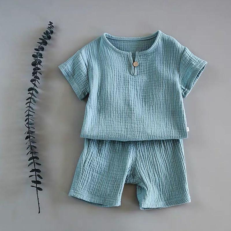 Boy And Girl Baby Short-sleeved Summer Suit - WOMONA.COM
