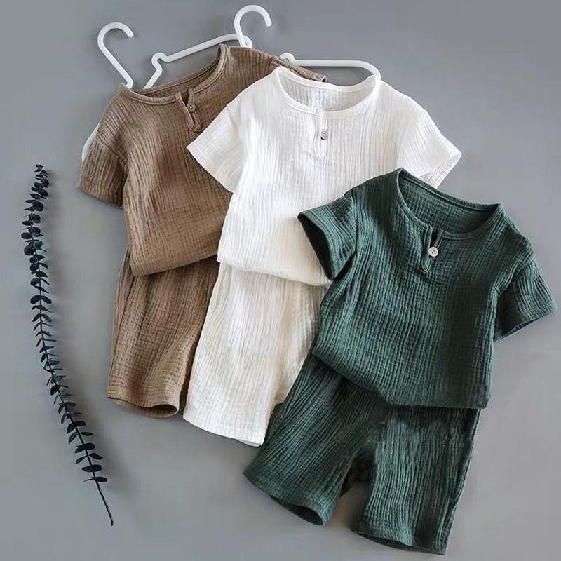 Boy And Girl Baby Short-sleeved Summer Suit - WOMONA.COM