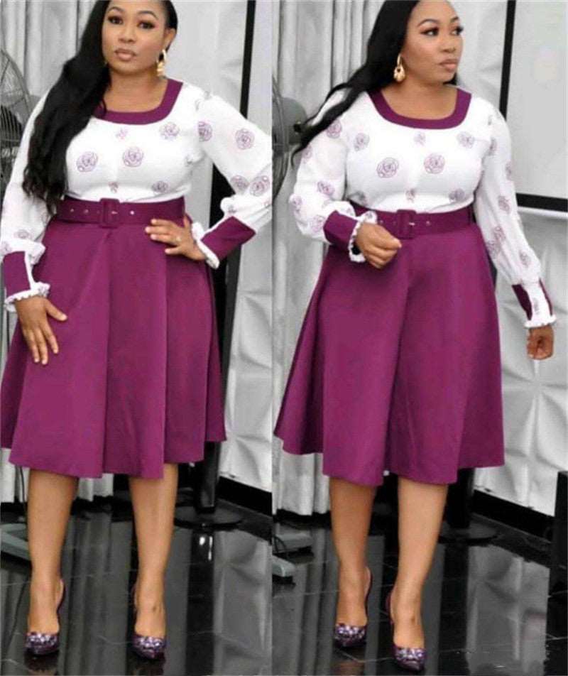 African Fashion Plus Size Long-sleeved Women Dress - WOMONA.COM