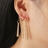 Long Drop Earrings Ear Clips - WOMONA.COM