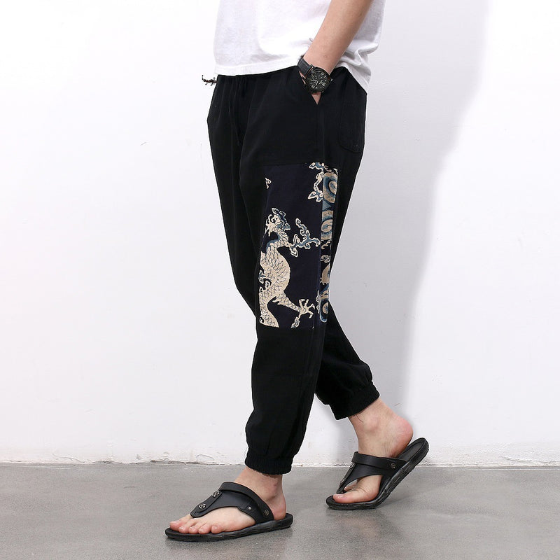 Chinese Style Cotton And Linen Nine Points Casual Pants Men - WOMONA.COM