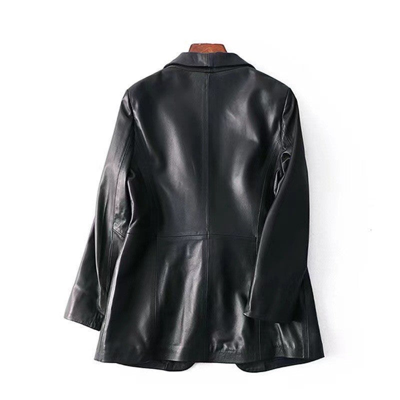 Slim Suit Collar Leather Little Jacket - WOMONA.COM