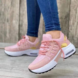 Lace Up Sneakers Women Wedge Heel Running Sports Shoes - WOMONA.COM