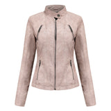 Short ladies leather jacket - WOMONA.COM