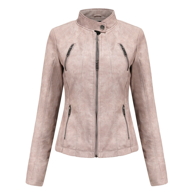 Short ladies leather jacket - WOMONA.COM