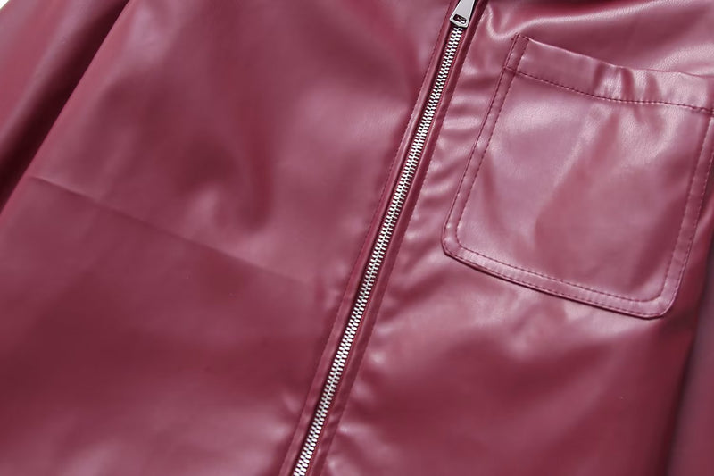 Cool And Wild Lapel Leather Jacket - WOMONA.COM