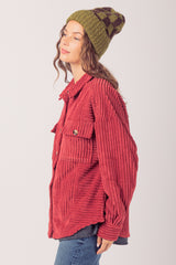 Women's Fashion Big Pit Strip Large Pocket Shirt Coat - WOMONA.COM