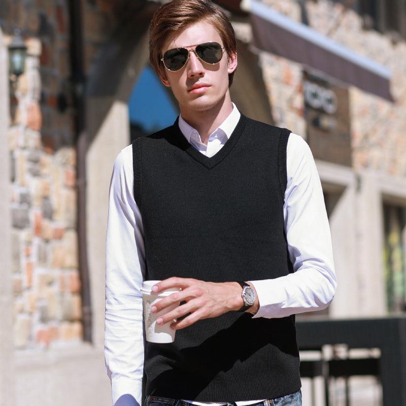 Sleeveless sweater vest vest sweater men - WOMONA.COM