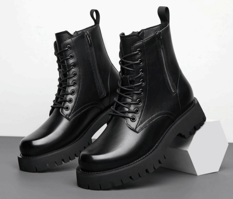 Add High Pile Platform Really Leather Shoes Men Zipper Boots - WOMONA.COM