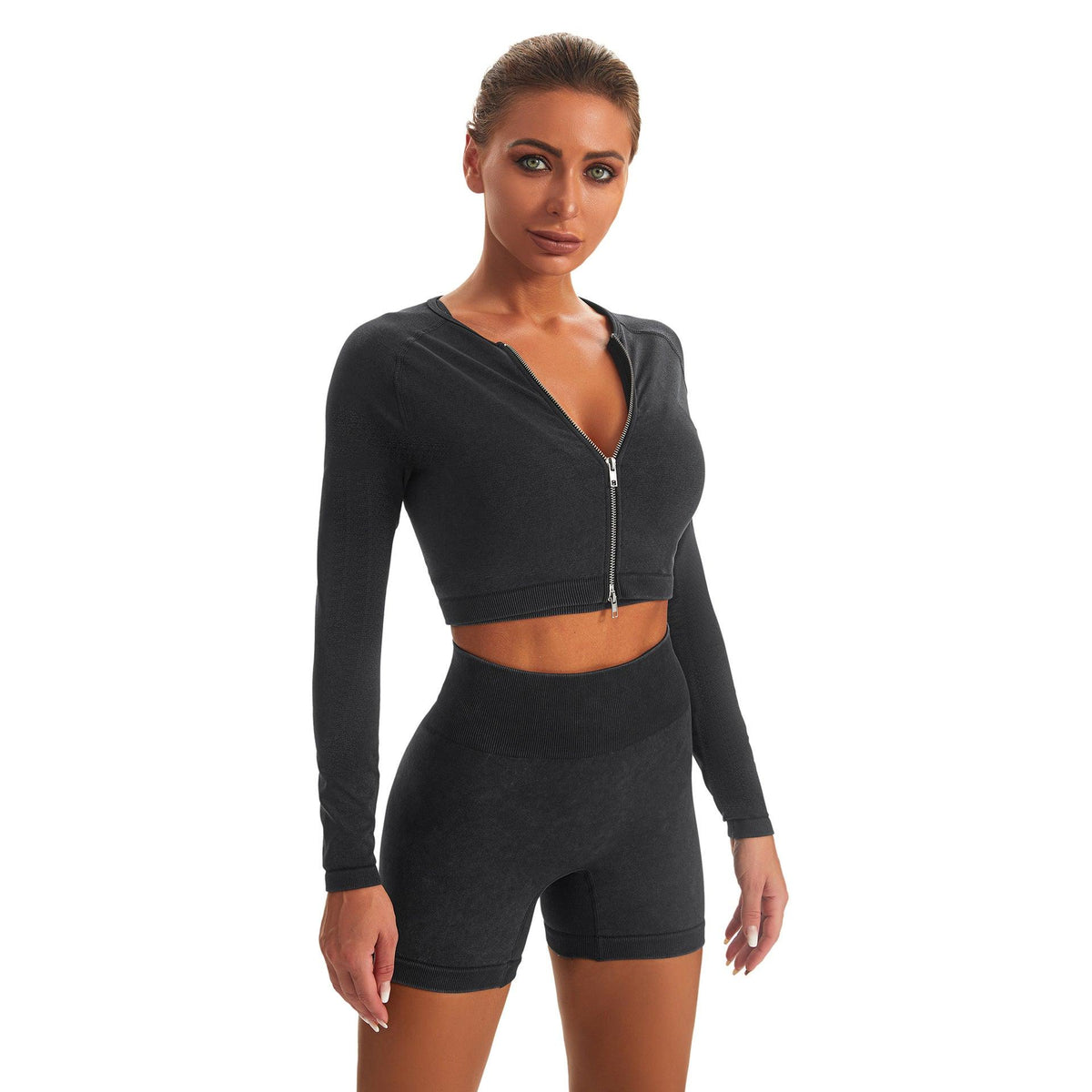Long Sleeve Shorts Suit Net Red Women - WOMONA.COM