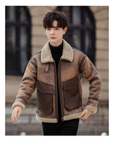 Leather And Fur Casual Coat For Men - WOMONA.COM