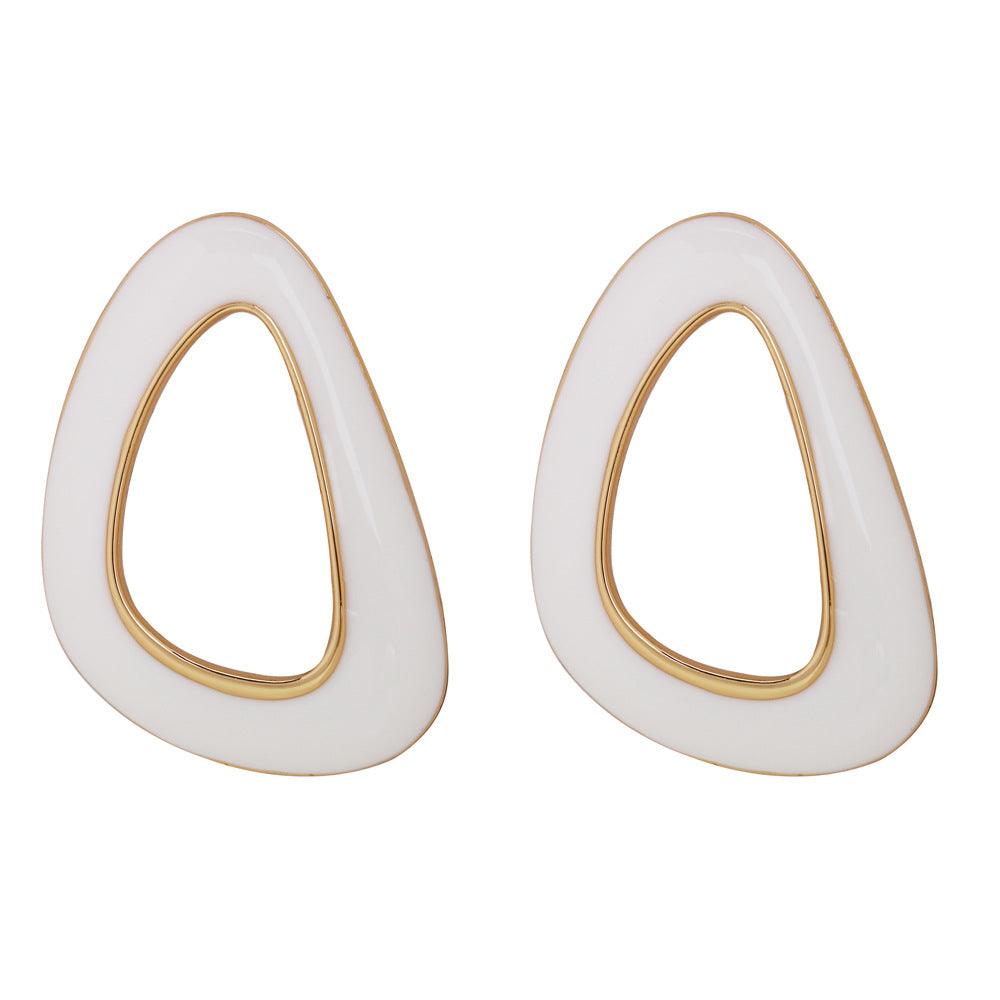 White Geometric Earrings