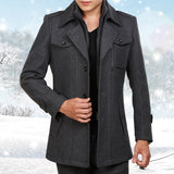 Men's Woolen Coat Mid-length Korean Style - WOMONA.COM