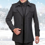 Men's Woolen Coat Mid-length Korean Style - WOMONA.COM