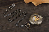 Round Carved Digital Lace Mechanical Pocket Watch - WOMONA.COM