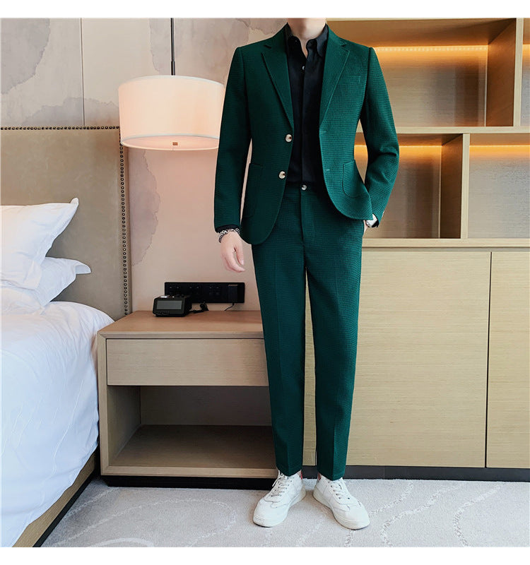 Men's Fashion Waffle Casual Suit - WOMONA.COM