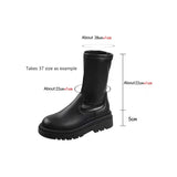 Thick Sole Knee High Boots For Women Chunky Heel Black Long Boots - WOMONA.COM