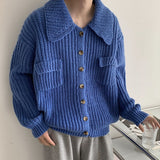 Winter Lapel Sweater Single-breasted Men's Loose Cardigan - WOMONA.COM