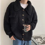 Winter Lapel Sweater Single-breasted Men's Loose Cardigan - WOMONA.COM