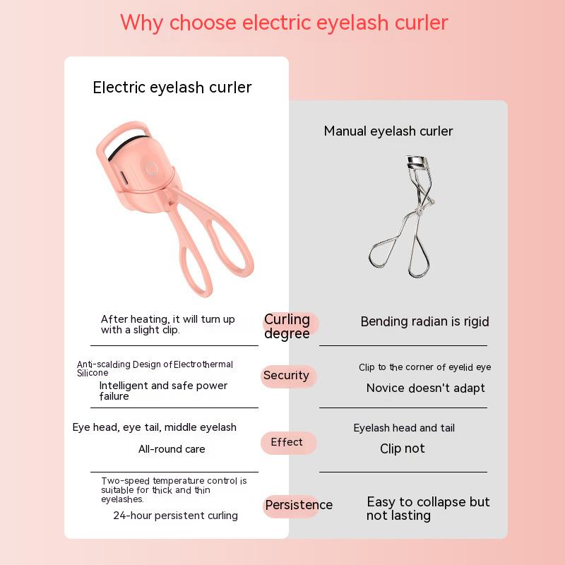 Eyelash Curler Portable Electric Heated Comb Eye Lash Long Lasting Eyelashes Curls Thermal Eyelash Curler Makeup Tools Heated Eyelash Curlers,Rechargeable Electric Eyelash Curler,Handheld Eyelash Heat - WOMONA.COM