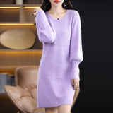 Long Sweater Woolen Skirt Top - WOMONA.COM