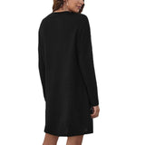 Button Long Sleeve Slim Solid Color Dress - WOMONA.COM