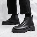 Thick Bottom 6 Holes British Style Warm High-top Leather Boots