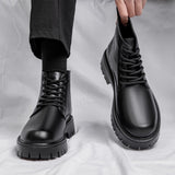 Thick Bottom 6 Holes British Style Warm High-top Leather Boots